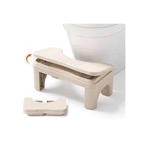 Height Adjustable Squatting Potty for Adults, Folable Poop Stool with Non-Slip Design, Heavy Duty Toilet Stool Squat Adult for Bathroom, Portable Toilet Steps for Travel, Khaki