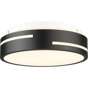 AUTELO Black Ceiling Light, 12" Industrial Flush Mount Ceiling Light, 2-Light Ceiling Light Fixture in Metal Finish with Frosted Glass Shade, Light Fixtures Ceiling Mount for Bedroom, C3871 BK E26