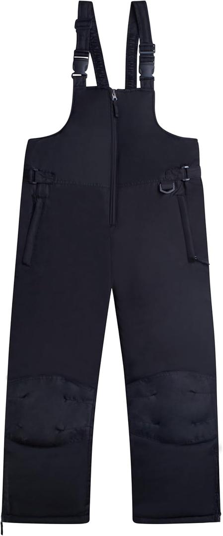CHEROKEE Kids’ Snow Bib – Boys and Girls Insulated Ski Pants Overalls (4-18), Size 12/ 14, Black