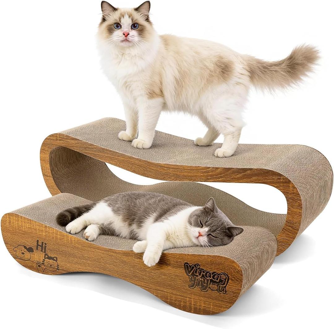 Cat Scratcher, 2 In 1 Cat Scratch Board for Scraching & Napping, Cat Scratchers for Indoor Cats Scratching Pad Couch Lounger Cardboard as Cat Bed & Furniture Protector from Cat Claws, Large 27.44 Inch