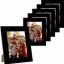 6 Packs 3x4 Picture Frame Black, Engineered Wood 3 x 4 Photo Frame, 3 by 4 Photo Poster Frame for Wall Hanging and Tabletop Set of 6, Black