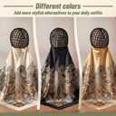 3 Pcs Wrap Hair Net with Scarf, Women Silk Press Head Wrap Netted Scarf 2 in 1 Easy-to-use for Silk Press & Nighttime Care, Styling, Sleep & Shower Cap(Luxury Boho,Beige Yellow Gold)