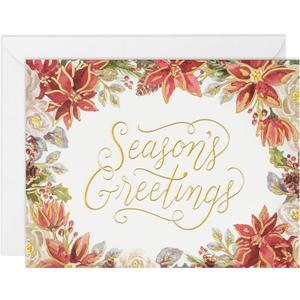 easykart labels 18 Seasons Greeting Cards with Envelopes, Gold Foiling & Embossing, 7.25 x 5.5 Merry Christmas New Year Wishes Cards with Seal Stickers For Friends, Family and loved Ones