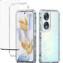 for Honor 90 5G, REA-AN00 Case with Tempered Glass Screen Protector, Crystal Clear Full Body 3 Layer Heavy Duty Protective Phone Cover for Honor 90 5G Clear