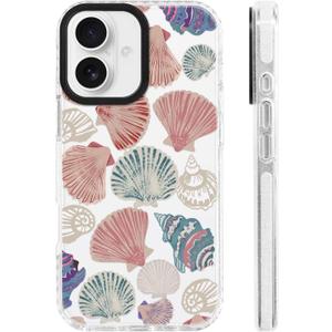 for iPhone 16 Case [Military-Grade Drop Protection/Serene Soft TPU Protective/Camera Protection/for Women & Girls]-Dreamy Pastel Seashell Aesthetic (ShellCollage)