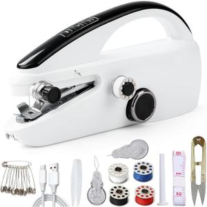 Handheld Sewing Machine, Mini Electric Handy Sewing Machine, Quick Portable Mending Machine, perfect for Beginners Sewing Curtain DIY Fabric Cloth Jeans Pet Clothes Home Travel Use(Black)