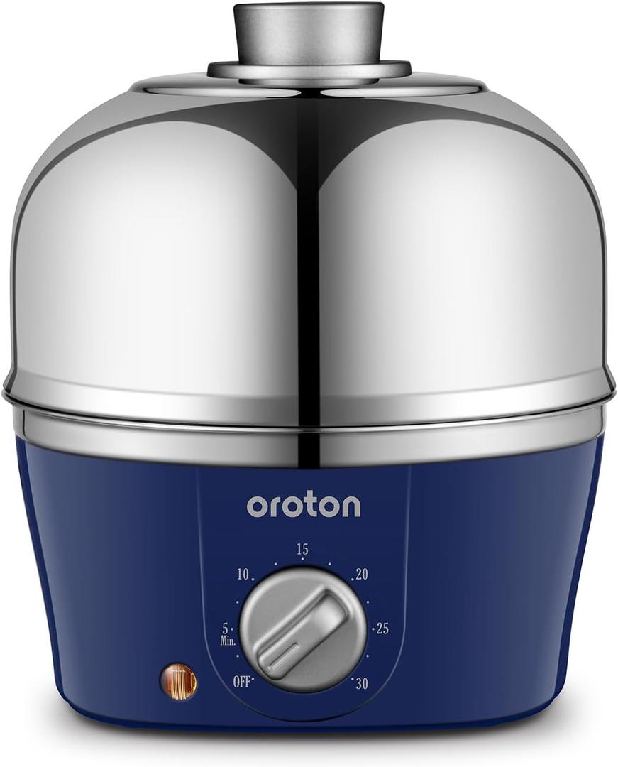 Oroton 9-Egg 304 Stainless Steel Egg Cooker  Steam & Boil Eggs with Timer, Automatic Shut-Off & 3 Cooking Modes (Blue)(Hard/Medium/Soft)