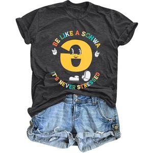 MNLYBABY Autism Awareness T Shirts Women Be Like A Schwa It's Never Stressed Shirt Speech Therapy Dyslexia Tees Tops Dark Grey, XX-Large