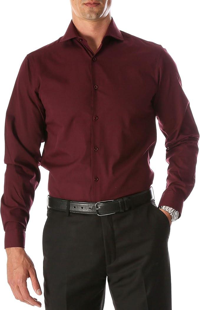 FLEX Mens Long Sleeve Button Down Shirts Casual Untucked Shirts for Men Dress Shirts Wedding Shirts L