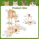 58-Inch Solid Wood Cat Tree for Indoor Cats, Tall Cat Tower, Double Tunnels