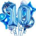 Balloons, 12 pcs Foil Balloons 10 Year Old for 10st Birthday Party Supplies Decoration Confetti Balloon Party Balloons Birthday Party Supplies 10 Years Old Birthday Balloon (10th, Blue)