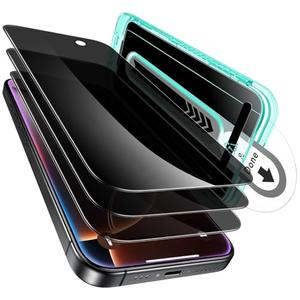 ESR 3 Pack for iPhone 16 Pro Max Privacy Screen Protector, Anti-spy Tempered-Glass Privacy Screen Protector with Flawless Fit Tray, Micro-curved Edges, Case Friendly