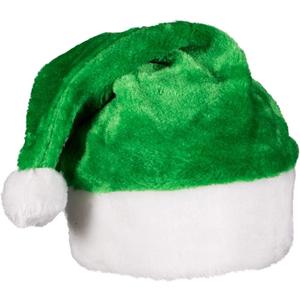 Green Plush Christmas Santa Hats Short Plush Xmas Santa Claus Cap Comfort Christmas Accessories for Women Men
