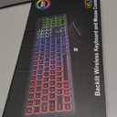 Wireless Keyboard and Mouse Combo, RGB Backlit, Rechargeable & Light Up Letters, Full-Size, Soft Typing, Sleep Mode, 2.4GHz Quiet Keyboard Set for Mac, Windows, Laptop, PC, Trueque KM42Pro (Black)