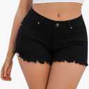 Women's Cute Ripped Jean Low Rise Booty Shorts Summer Stretch Mini Shorts Denim Short Pants Sports Running Sweatpants,2XL