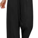 Linen Pants for Women High Waist Flowy Wide Leg Palazzo Pant Casual Boho Beach Pant Trouser Summer Vacation Outfit (White, XXL)