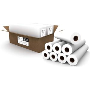 8 ROLLS VALUE PACK. Plotter Paper 24 x 150, CAD Paper Rolls, 20 lb. Bond Paper on 2" Core for CAD Printing on Wide Format Ink Jet Printers, from ACYPAPER
