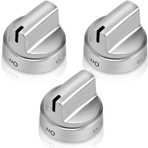 AMI PARTS Stainless Steel WB03X24818 GE Stove Knob Replacement, Compatible with Gas Stove knobs PS11729081 AP5989029 4363588, Replacement 100% Stainless Steel ge Stove Knobs(Not Universal) 3-Pack