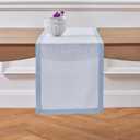 Solino Home Linen Table Runner 36 Inches - 100% Pure Linen Chambray Blue and White Small Table Runner 14 x 36 Inch Ideal for Dresser and Coffee Tables - Summer - Classic