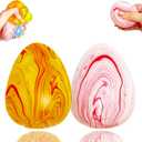 Stress Egg Squishy Toys, Easter Egg Squishy Fidget Toys, Slow Rising Colorful Marbled Stress Balls, Stress Relief Sensory Toys Anxiety Relief for ADD/ADHD Kids Adults (Orange, Pink)