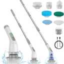 Electric Spin Scrubber, Upgrade 7 in 1 Electric Cleaning Brush,420RPM Powerful Cleaning, 1.5H Bathroom Scrubber Dual Speed with Extension Arm for Kitchen, Car, Tile, Wall, Floor, Shower