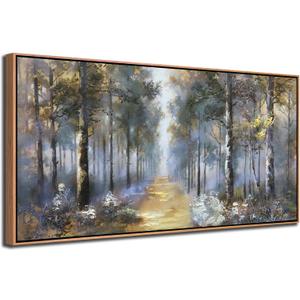 Ateliart Framed Landscpae Wall Art Tree Canvas Painting, Nature Forest Bedroom Wall Decor Textured Picture Artwork Oversize Extra Large Home Office Dining Room Kitchen 58"x29"