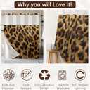 No Hook Shower Curtain with Snap in Liner, Modern Fashion Leopard Print with Mesh Top Window, Waterproof Double Layer Glam Bathroom Decor, 71 x 74 Inch