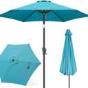 FLAME&SHADE 9ft Patio Umbrella Outdoor - Table Umbrella with Push Button Tilt and Crank, UV Protection, 6 Sturdy Ribs, Market Umbrella for Garden, Deck, Backyard, Lawn, Pool and Beach(Aqua Blue)