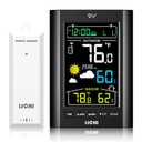Weather Station Wireless Indoor Outdoor Thermometer， Inside Outside Temperature Humidity Monitor，with 330ft Range Sensor and Adjustable Backlight (Black)
