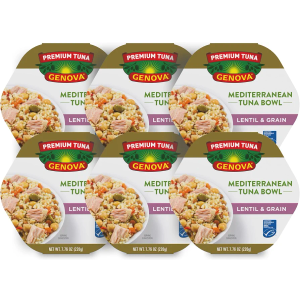 Genova Premium Tuna Mediterreanean Lentil & Grain Salad, 7.76 Ounce Bowls (Pack of 6), Ready to Eat Exp. 10/27/2028