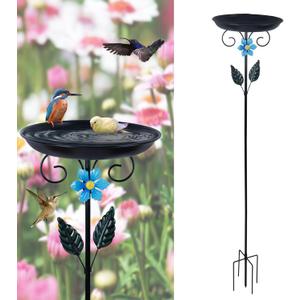 hogardeck 40 Metal Bird Bath for Outside, Freestanding Birdbaths & Birdfeeder for Outdoors, Upgraded 5 Pronged Base Bird Baths Feeder Bowl for Garden Patio Yard Lawn Decor