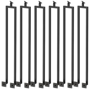 6 Pack U Shape 39.6" Stair Balusters with Adjustable Top Bracket for Staircase Interior, Side Mount Industrial Wrought Iron Balusters for Stair Handrail Porch Deck Railing Outdoor Steps