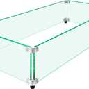 Fire Pit Wind Guard, 31.5" x 14.5" Square Tempered Glass Wind Shield for Firepit & Fire Table, Thick Glass and Easy Installation with Included Tools, Airflow Management for Stable Flame