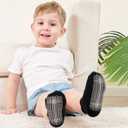 ZAPLES Baby Non Slip Grip Ankle Socks with Non Skid Soles for Infants Toddlers Kids Boys Girls, Black, 4-7 Years