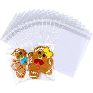PigPotParty Cookie Bags 4''x 6", 100 Pcs Self Sealing Cellophane Treat Bags, Small Clear Plastic Goodie Bag for Gift, Snack, Party Favor, Candy