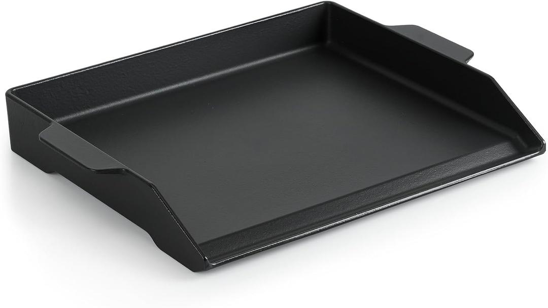 Onlyfire Universal Cast Iron Cooking Griddle, Nonstick Coating Griddle Flat Top Grill Plate with Extra High Sidewalls for Charcoal, Gas Grills and Range Oven, 18.5" 14"