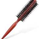 LIQWEI Small Boar Bristle Round Brush, Small Round Brush, Boar Bristle Hair Brushing, Roll Brushes for Blow Drying, Travel Brushes for Women for Wet or Dry Hairs for Styling Short, Fine Hair