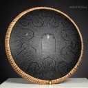 Steel Tongue Drum - HOPWELL 15 Note 14 Inch Tongue Drum - Hand Pan Drums with Music Book, Steel Handpan Drum Mallets and Carry Bag, D Major (Black)