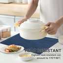 Vinyl Placemats Set of 6, PVC Woven Washable Non-Slip Table Mats, Heat Resistant Wrinkle Free Place Mats for Dining Table, Easy to Clean (6, Navy Blue)