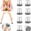 Small Chair Leg Floor Protectors for Carpet Hardwood Floors, Upgraded Chair Leg Caps with Graphene Fabric Bottom, No Hair Dust Clinging, 16 Pcs Clear Furniture Feet Covers Reduce Noise (Fit 0.8"-1")