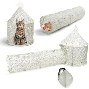 Cat Tunnel, Nobleza Collapsible Washable Cat Tube Tent Toy for Indoor Play Rest, Lightweight Ventilate Cool Kitty Tube Toy Round Tunnel with Hanging Balls (Large)