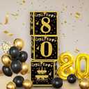 Gold 80th birthday decorations for men,3pcs birthday Decorations for Men boys black and gold Balloon Boxes Birthday Party Favors