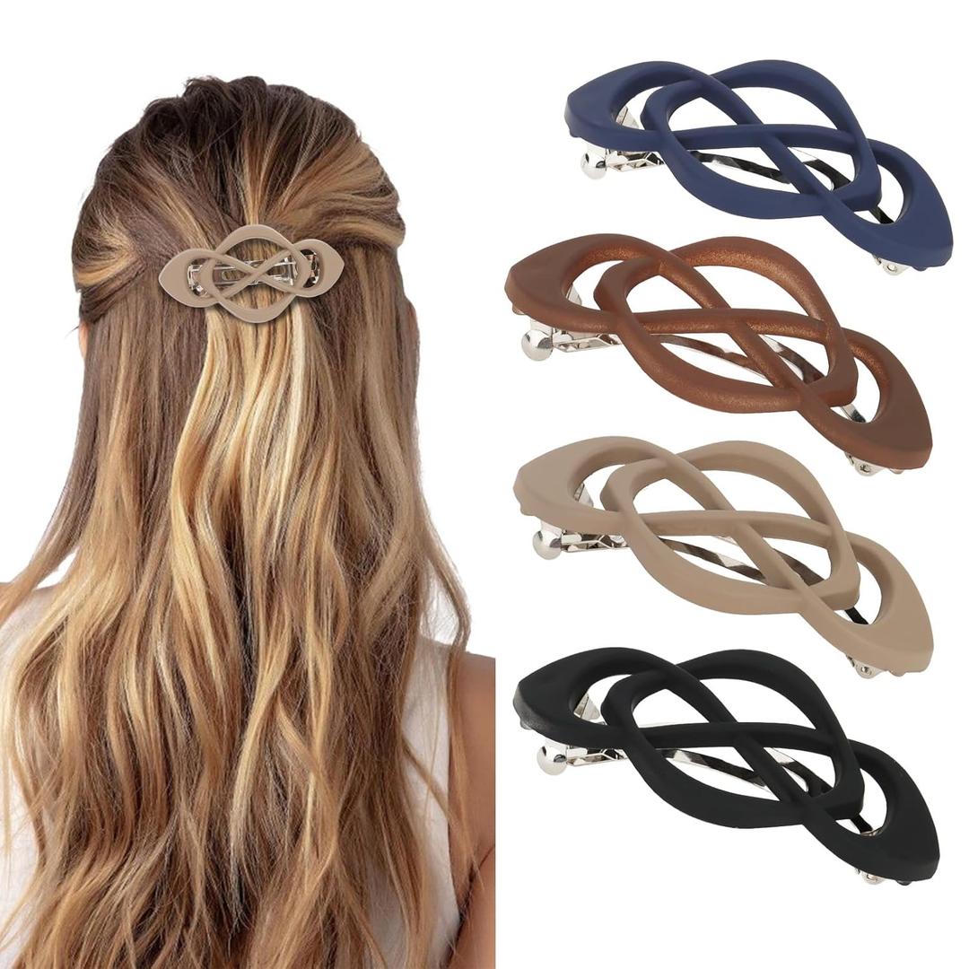 Vintage French Barrette Clips - 4 Pack Hair Accessories for Women & Girls, Thick to Thin Hair