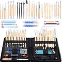 ISSEVE Pottery Clay Sculpting Tools 43Pcs Double Sided Ceramic Clay Carving Tool Set with Upgrade Stand-Up Design Carrying Case for Beginners Professionals School Student Pottery Modeling Smoothing