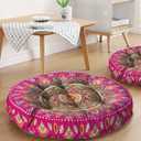 Mandala Meditation Cushion, Boho Meditation Mat, Meditation Pillows for Sitting on Floor, Cushions for Sitting in Home and Outdoor, Round Floor Pillows Cushion Seating for Yoga Accessories 22'' X 22''