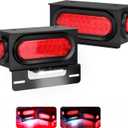 Steel Trailer Light Boxes Housing Kit, 6" Oval Red 24-LED Boat Trailer Lights Kit with Brake, Turning Signal, Reverse Lighting with 6 LED License Plate Light, 2" Round Red Side Marker Lights