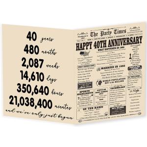 3 x YiKaLus Classic 40th Wedding Anniversary Card Gifts for Husband Wife, Large 40th Aday Gifts for Mom Dad, Happy 40 Years Anniversary Decorations for Couples Him Her (YK-380)