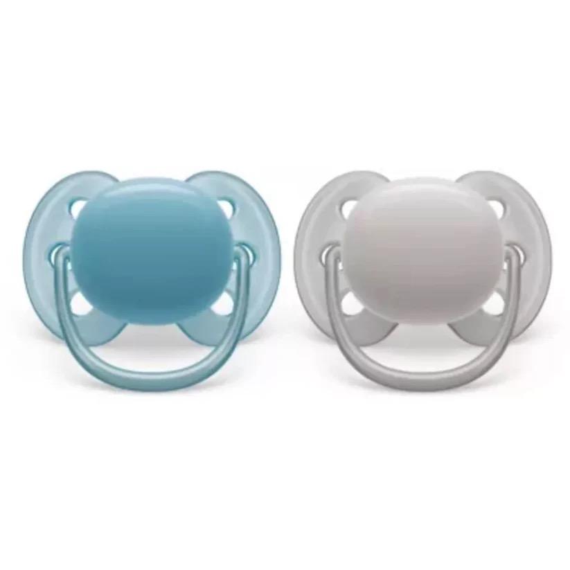 Avent Ultra Soft Pacifier 6-18 Months Beige- Blue - 2pk