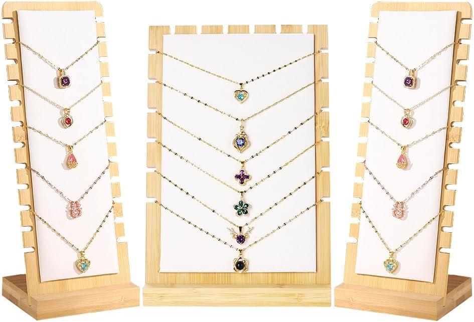 Necklace Display Stands for Selling Necklace Holder Necklace Display Storage Jewelry Display Storage Set 3PCS (Beige)