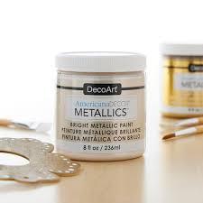 Americana Decor Metallics Pearl Paint - 8oz Metallic Pearl White Acrylic - Multi Surface Water Based Paint for Arts, Crafts, Home & Wall Decor, Gilding & Furniture + E-book